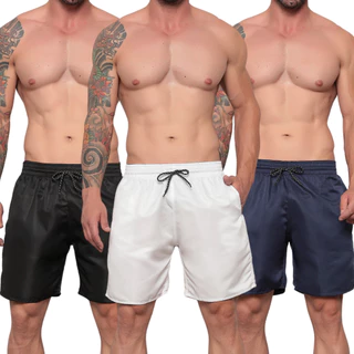 3 Short Mauricinho Tactel Bermuda Masculina Kit Short Tectel Praia Short Masculino Liso