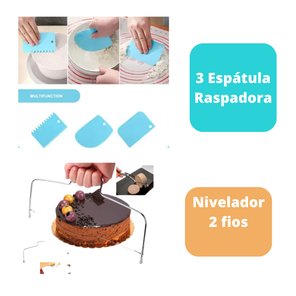 Kit Confeitaria Profissional Bailarina Girat Ria Raspadores Nivelador