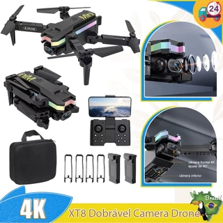 Drone Profissional XT8 Dobrável Com Câmera Dupla 4k Fullhd E 2 Bateria