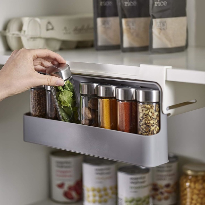 Organizador de especiarias para gavetas, tamanho único, cinza/branco