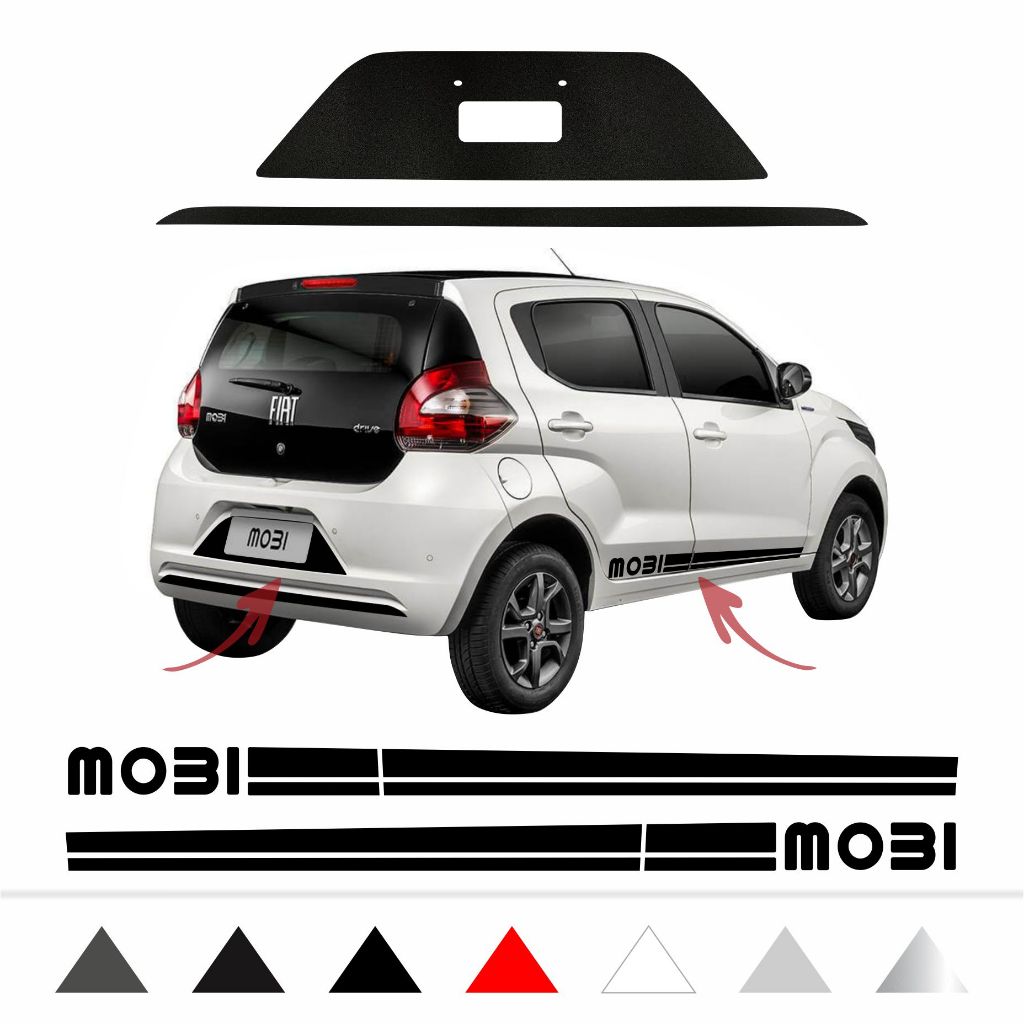 Adesivos Laterais Fiat Mobi Friso + Fundo de Placa