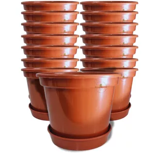 Kit 15 Vasos Pote 15 + 15 Pratos Para Plantas 1 Litro Promoção