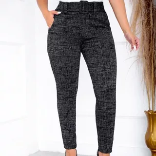 Calça Legging Feminina Alfaiataria Luxo Com Cinto e Fivela Embutido Bolso Promoção