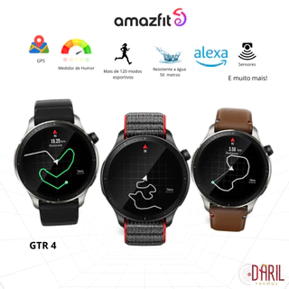 Relógio Inteligente Masculino Smartwatch GTR 4 com Bluetooth e GPS-Preto - Amazfit Original