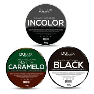 Kit 3 Ceras Modeladoras Dulux 150g Incolor + Matte Caramelo + Preta Black Cabelo e Barba Pomada