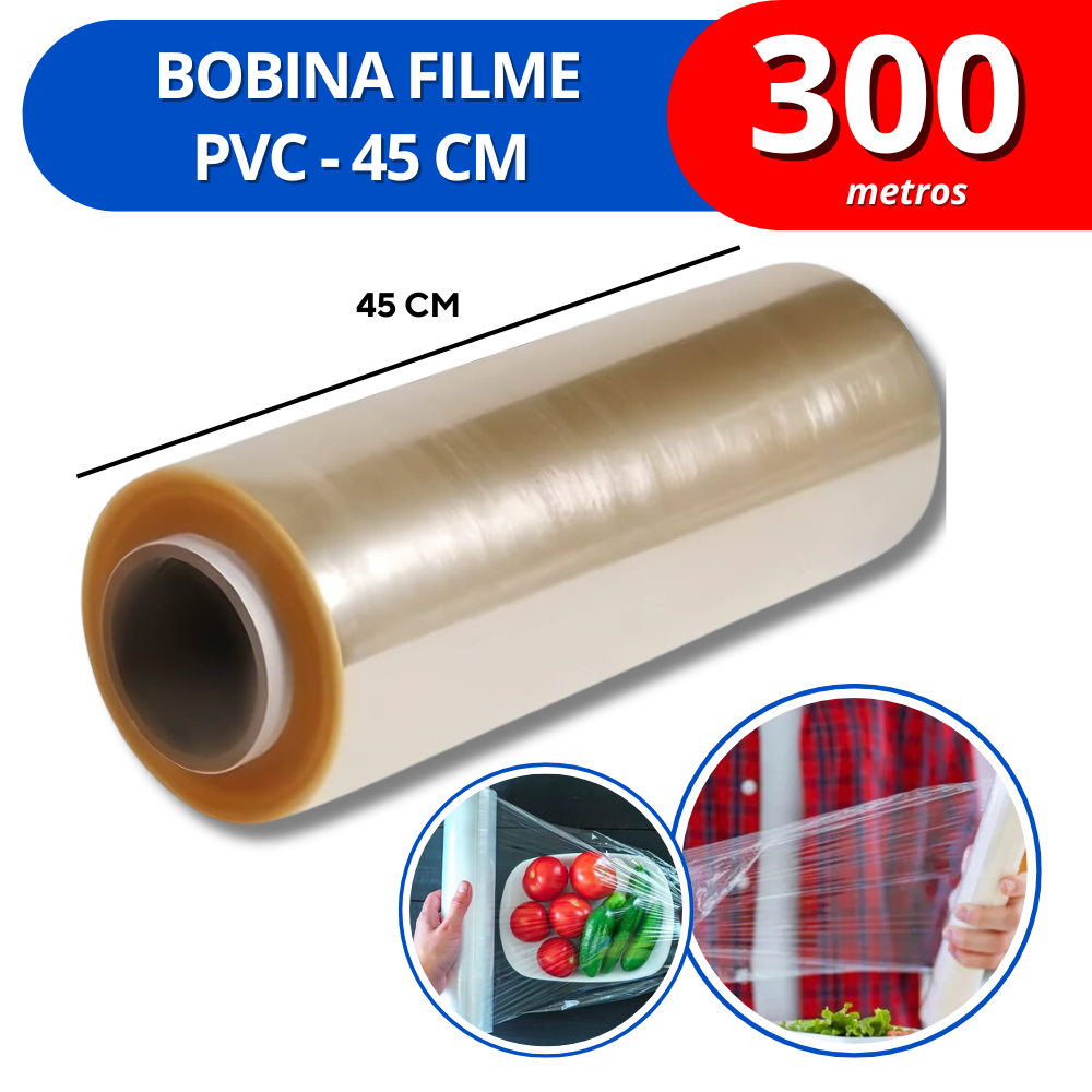 Rolo Bobina Plastico De Filme Pvc 45cm X 300 Metros