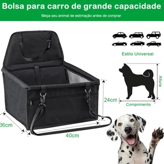 Assento Cadeirinha Pet de Carro Para 1 Cachorro ou Gato Até 30kg - Com Cinto e bolso com zíper