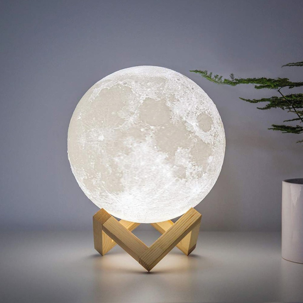 Luminária Lua Cheia 3d Abajur Touch 15cm Cores Touch
