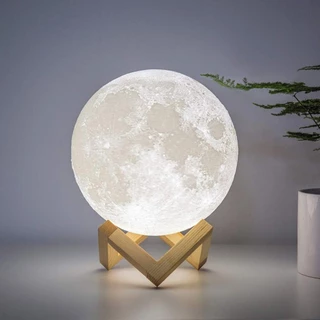 Luminária Lua Cheia 3d Abajur Touch 15cm Cores Touch