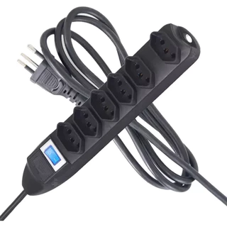 Extensão elétrica 3 Metros 6 Tomadas Compacta Filtro de Linha SL7606 3M