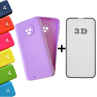 Kit Capinha Case + Película 3D Moto G6 Silicone Aveludada