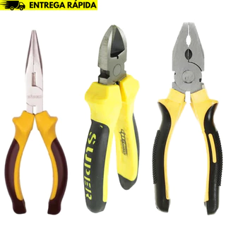 Kit Jogo C/ 3 Alicates Universal Corte Bico Utilidades - Aço Forte