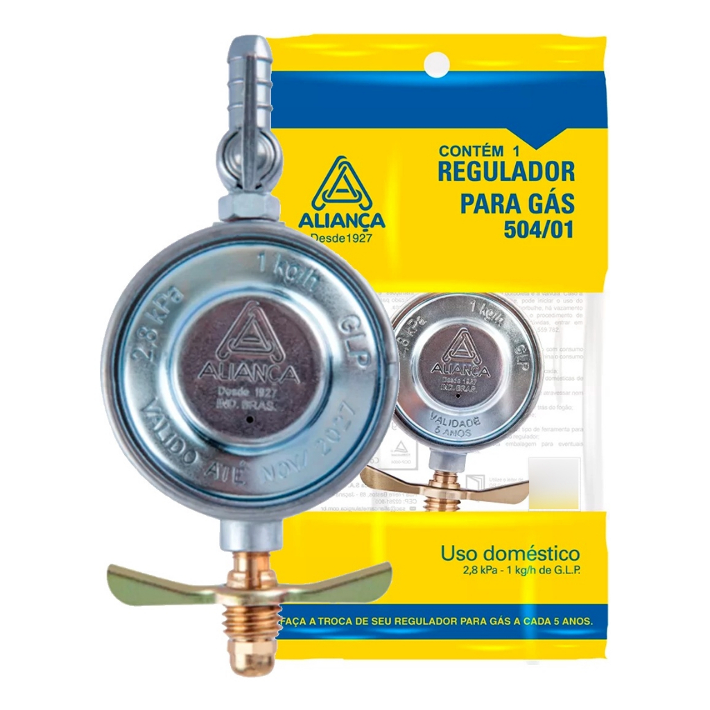 Regulador Registro Válvula Para Gás 504/01 Médio Aliança