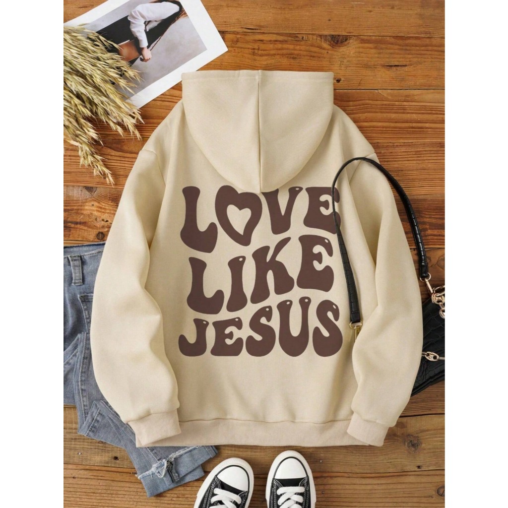 Moletom Canguru Estampado Costas Love Like Jesus Inverno Algodão | Shopee  Brasil