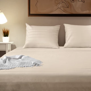 Jogo De Cama Lençol Queen 4 Peças 300 Fios 100 Algodão Adamascado 158x198cm - BF Colchões