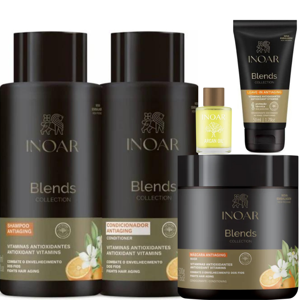 KIT INOAR BLENDS SHAMPOO+CONDICIONADOR+MÁSCARA3X500ML+LEAVE-IN50G+ÓLEO ...