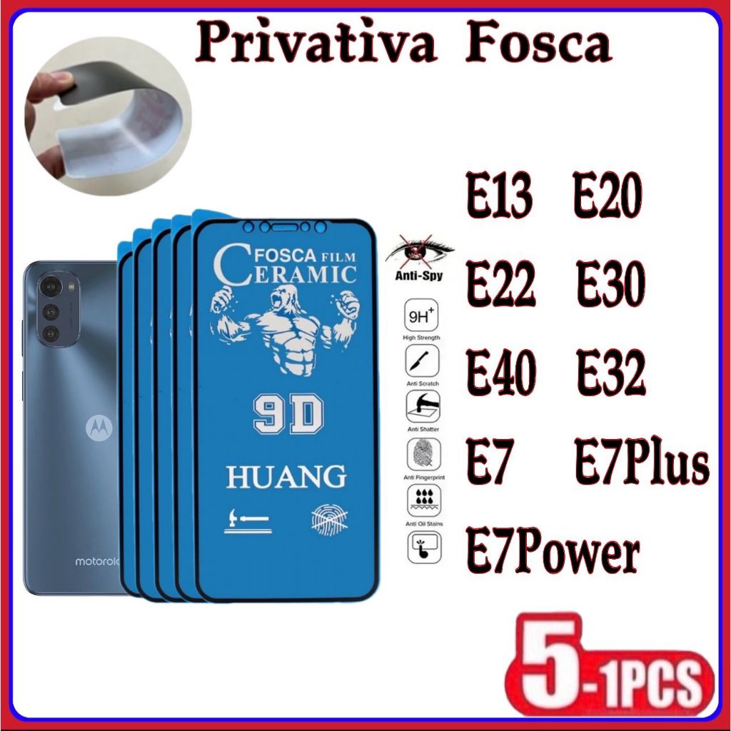 Película Privativa Fosca Anti-Spy Matte Cerâmica Hidrogel MOTO E13 E20 E22 E30 E32 E40 E7 E7PLUS E7POWER