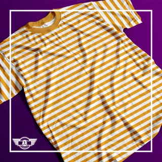 Camiseta Estampa Listrada 04 AMARELO e branco Adulto