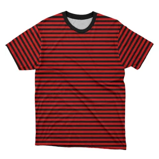 Camiseta Estampa Listrada 05 VERMELHO E PRETO Adulto