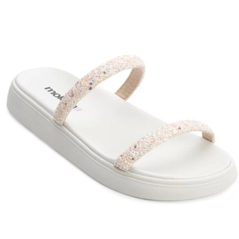 Sandália Papete Moleca Brilho Feminino Flat 5469118 Branco