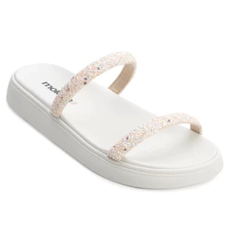 Sandália Papete Moleca Brilho Feminino Flat 5469118 Branco
