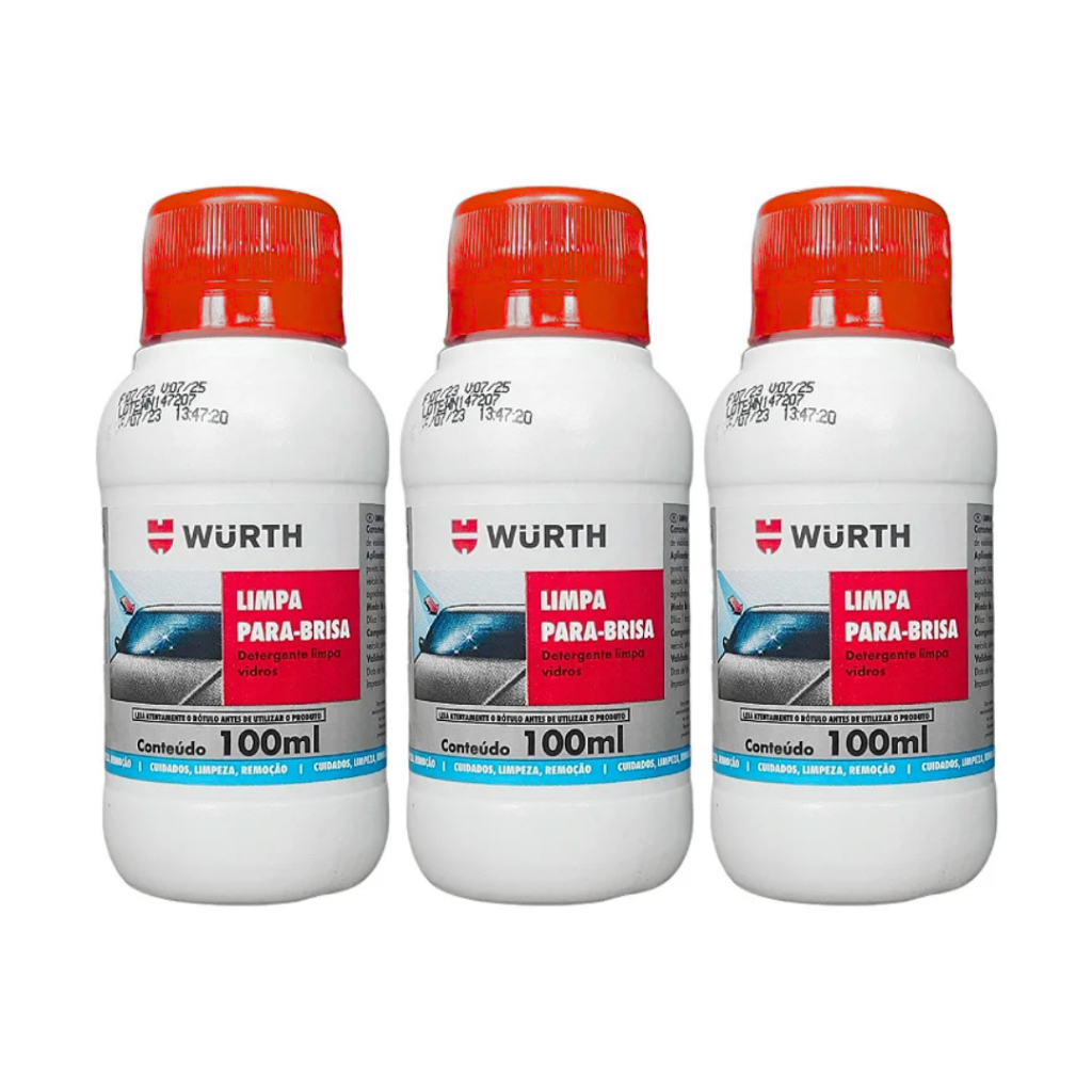 Kit 3 unidades Fluido Aditivo Limpador De Parabrisa Wurth 300ml ...