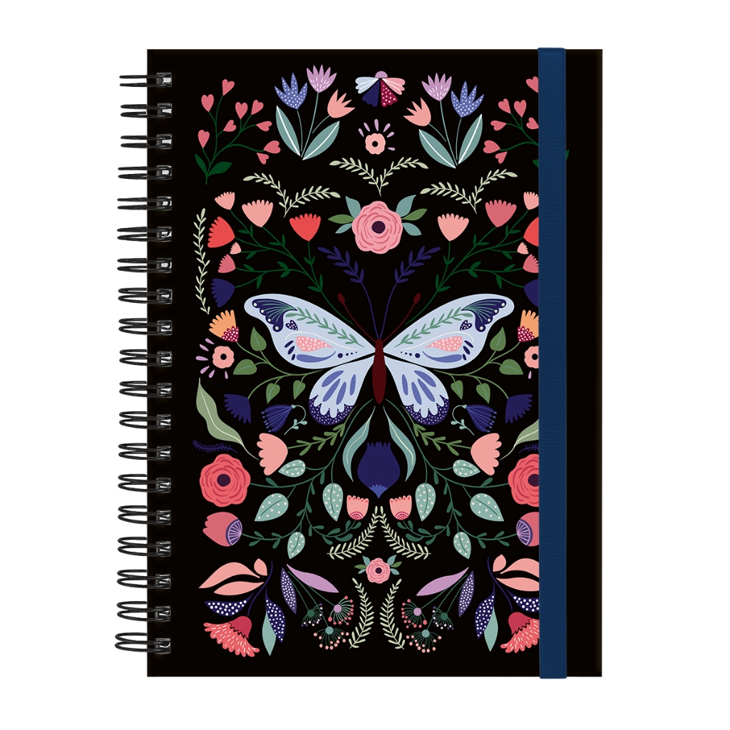 Caderno Colegial Plus Capa Dura Butterfly Preto Azul