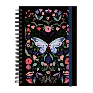 Caderno Colegial Plus Capa Dura Butterfly Preto Azul