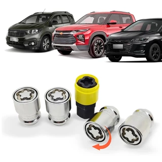 Kit Dispositivo De Segurança Trava Porca Parafuso Giratória Antifurto Anti Furto Anti Roubo Rodas Chevrolet GM