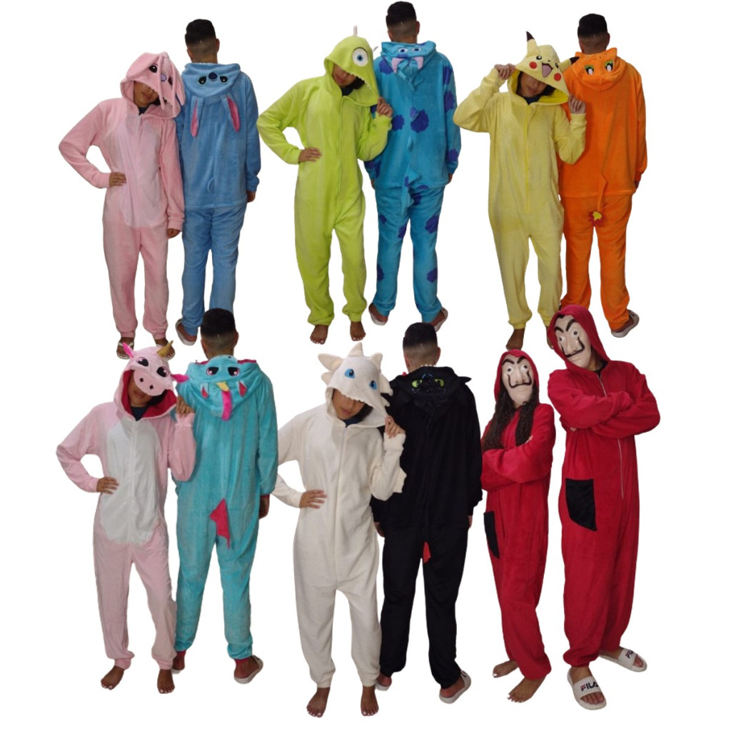 kigurumi フルセット Conjunto de Kigurumi Pijamas divertidos Casal Fantasia Namorados