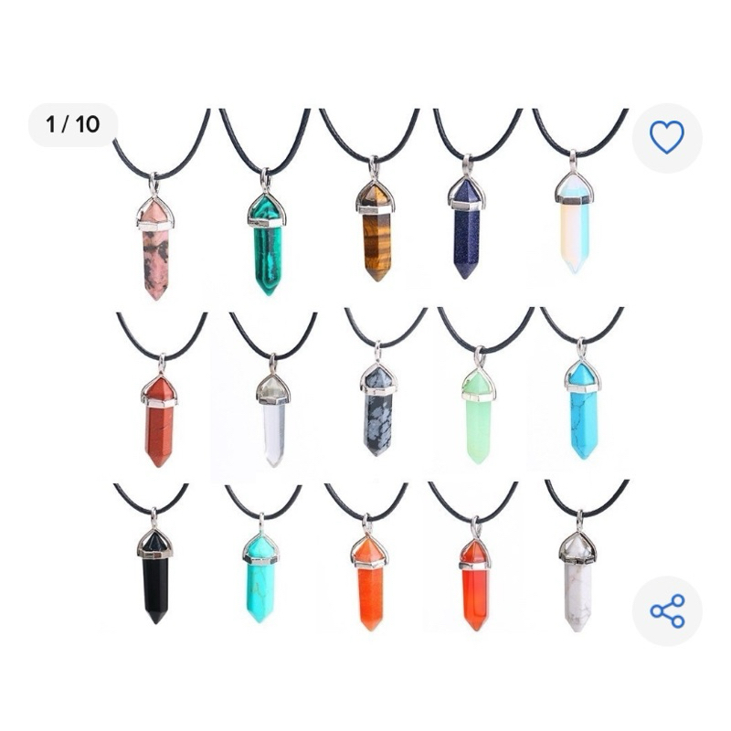Colar pedra mística hexagonal kit 4 cordão preto cores mistas