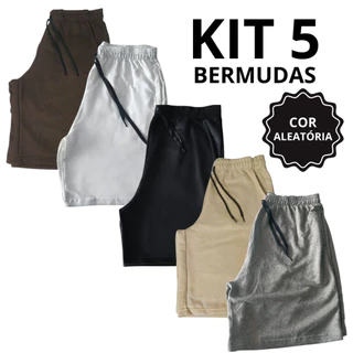Kit 5 Bermudas de Moletom Shorts Academia Treino Masculino