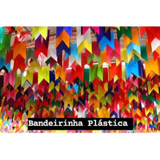 Bandeirinha Festa Junina Colorida de Plástico - Decoração Bandeirola São João, Arraiá