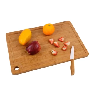 Tabua De Corte 33 x 25Cm E 28 x 18Cm Legumes Carnes Churrasco Bambu Rústica Cozinha Servir