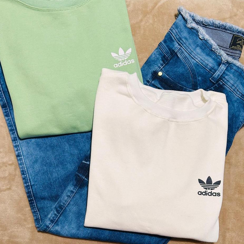 Blusa de Moletom Feminino Flanelado Gola Careca 100% Algodão - ADI