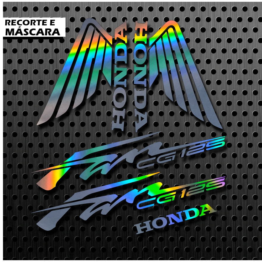 kit adesivos holográfico fan 125 / 150 efeito camaleão / RECORTE ELETRONICO E MÁSCARA DE APLICAÇÃO / SERVE EM QUALQUER COR DE MOTO
