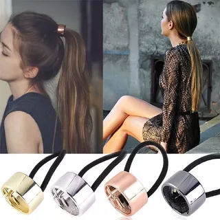 kit 3 Elástico de Cabelo Liga Com Enfeite Liso Metal Simples C Abertura Liga Rabo de Cavalo