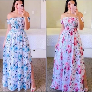 vestidos longos ciganinha ombro a ombro