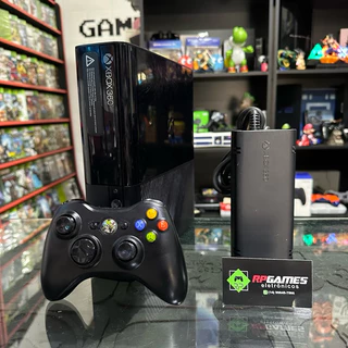 XBOX 360 SUPER SLIM + CONTROLE ORIGINAL + FONTE BIVOLT (BLOQUEADO), MICROSOFT.
