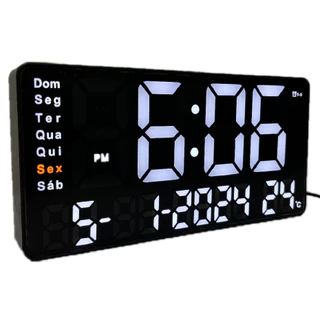Relógio Digital LED De Parede E Mesa Calendário Alarme Data Temperatura LE-2167