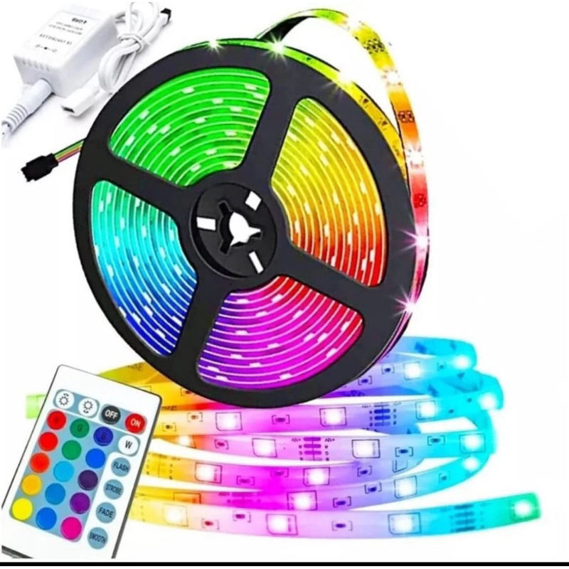 FITA LED ROLO DE 5 METROS RGB 5050 CONTROLE DE LUZ