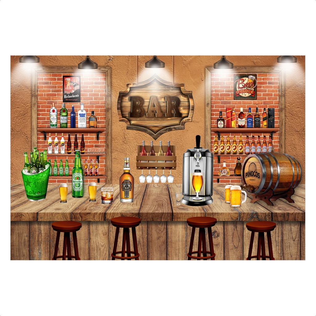 Painel Retangular em Tecido Sublimado Boteco Bar Horizontal 2,0x1,50m ...