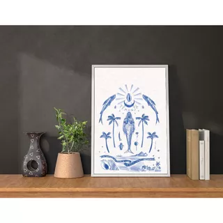 quadro decorativa Iemanjá rainha do mar Orixá Umbanda Candomble Oxalá Sala Quarto Lojas c/moldura