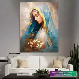 Quadro decorativo religioso para parede quarto sala imagem nossa senhora da graça 80x60 tamanho