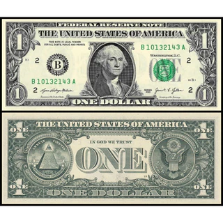 Cédula -> EUA Fe 🇺🇸 -> 1 Dollar -> 2021 Letra B -> América do Norte