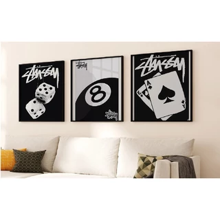 Quadros decorativos Jogos Preto e branco (3 peças)