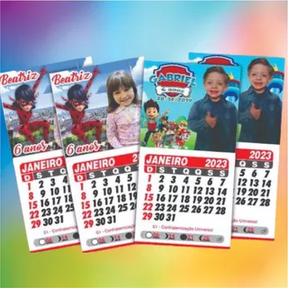 70 Mini Calendários 2024 Ima de Geladeira Personalizado - Com foto - Lembrancinha Papelaria Festa Infantil/Aniversário