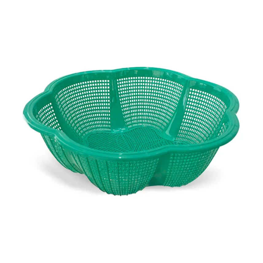 Cesto Escorredor Flor Verde p/ Lavar Arroz Macarrão Legumes - Fruteira de Mesa