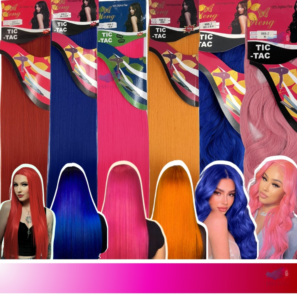 Extensão Cabelo Tic Tac Coloridos Aplique Fibra Orgânica 150 gramas Liso e Ondulado