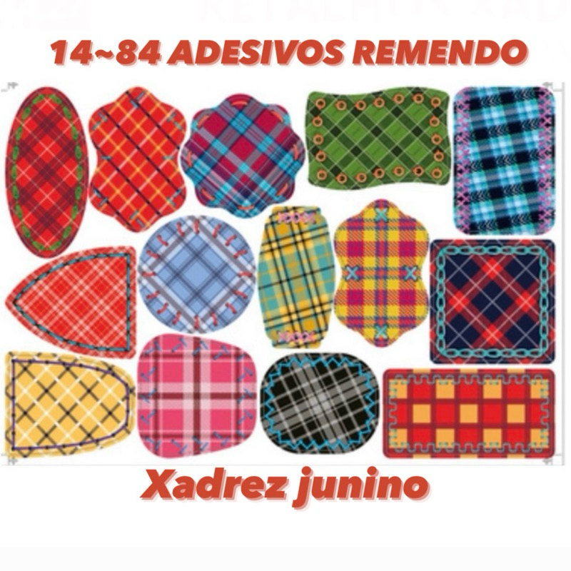 KIT 14~84 ADESIVO RETALHO XADREZ FESTA JUNINA REMENDO XADREZ | Shopee ...